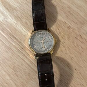 Men’s Guess Watch Rose Gold Brown Band Quartz